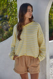 W2537 | Knit Polyester Acrylic Striped Sweater Cardigan : Dusty Mint / S