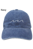 LCAP031 - "Waves" Embroidery Washed Baseball Cap: Navy