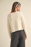 J4721   LONG SLEEVE KNITTED TIE FRONT CARDIGAN: Beige / L