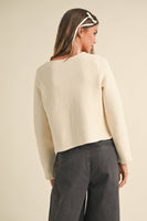 J4721   LONG SLEEVE KNITTED TIE FRONT CARDIGAN: Beige / M