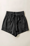 Linen Type Waistband Shorts - String Tie: BLUE STONE / S-2/M-2/L-2