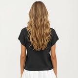 Short Sleeve Textured Knit Top with Crew Neck Ribbed Trim and Relaxed Fit: Light Beige / Large 12-14