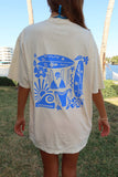Ivory Blue Swim And Surf Comfort Colors Tee: Ivory / Medium