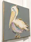 Pelican canvas art textured coastal beach tropical