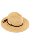 C.C Straw Panama Hat with Tied Ribbon: Dark Natural/Brown