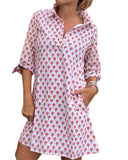 Sconset Block Print 3/4 Sleeve Dress (Blue): Sconset Blue / Med