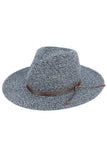 C.C String Trim Band Panama Sun Hat: Navy