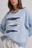 Graphic Oversized Drop-Shoulder Knit Sweater: IVORY / SM-ML:3-3