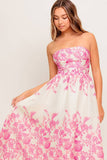A printed woven midi dress - ID22555: IVORY PINK / Contemporary / S