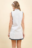 CD05707-Motion Contrast Trim Accent Athleisure Dress: White / L
