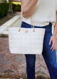 Quentin Quilted Tote IVORY: Default