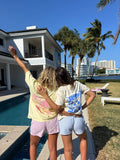 Ivory Blue Swim And Surf Comfort Colors Tee: Ivory / Medium