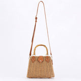 Straw Beach Bag with Bamboo Handle for Women_CWAB4694: CAMEL / (OS) 1