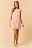 ILD6152 SLEEVELESS EMBROIDERY MINI DRESS: Pink / M