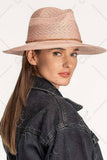 C.C Multi Pattern Suede String Band Panama Sun Hat: Beige
