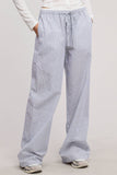 Stripe Boxer Wide Leg Pajama Pants: Black / L