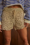 L8334 | Woven Acrylic Crochet Straight Leg Shorts: Natural / S