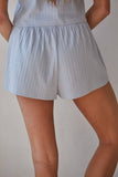 L8580 | Knit Polyester Rayon Spandex Pointelle Ribbed Shorts: Misty Blue / S