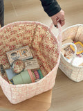Quilted Floral Storage Tote: Pink