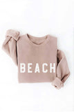BEACH Graphic Sweatshirt: LIGHT BLUE / S