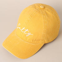 Salty Lettering Embroidery Baseball Cap: WHITE / One Size