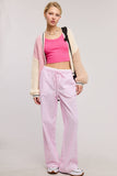 Stripe Boxer Wide Leg Pajama Pants: Black / S
