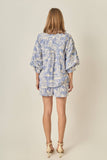 Embroidery Striped Shorts: BLUE/CREAM / L