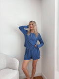 Striped Soft Button  Loungewear Shorts: Small / Shorts