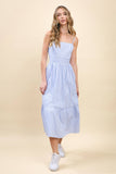 CD05584-Striped Adjustable Spaghetti Strap Midi Dress: Pink / M