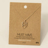 Monstera Cutout Pendant Necklace: G