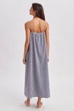 GINGHAM CAMI MIDI DRESS / WL26-12678: NAVY/CREAM / M