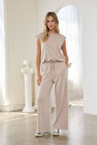 Brushed Modal Wide Leg Drawstring Pants: Taupe / XS