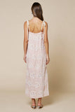 Seashell Embroidery Shoulder Tie Max Dress : LT PINK / L