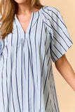 ILD4549-1 Striped Deep V-Neckline Mini Dress: LT BLUE / M