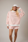 MOCK NECK STRIPE SWEATSHIRTS TOP: SAGE-CREAM STRIPE / L