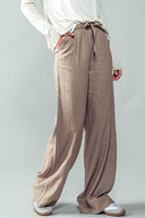 LINEN DRAWSTRING WAIST PANTS: WHITE / S-2/M-2/L-2