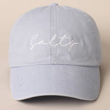 Salty Lettering Embroidery Baseball Cap: WHITE / One Size