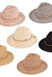 C.C Multi Pattern Suede String Band Panama Sun Hat: Beige