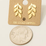 Mini Gold Dipped Leafy Branch Stud Earring: G