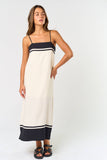 ILD4630 CONTRAST STRIPED MIDI DRESS : CREAM-BLACK / S