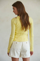 W1473 | Front Tie Strap Long Sleeve Cardigan Top: Cream / M