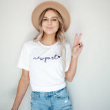 Custom Local Love Script Graphic Tee: White w/Black Ink / M
