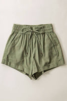 Linen Type Waistband Shorts - String Tie: BLUE STONE / S-2/M-2/L-2