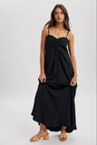 TEXTURED TIE-FRONT MAXI DRESS / WL25-11712: BLACK / S