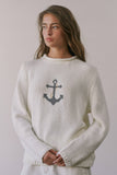 NSW2735-2 Coastal Anchor Knit Sweater: CREAM BLUE / S-M-L (3-2-1)