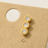 Gold Dipped Cz Triple Stud Bar Stud Earrings: G