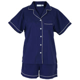 Cooper Navy Short Sleeve Shorty Pajamas: L