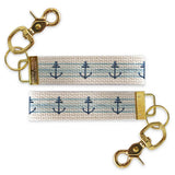 Anchor Blue Ombre Stripe Keychain | Coastal Gift | Key Fob