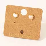 Gold Dipped Mini Heart Shell Stud Earrings: G