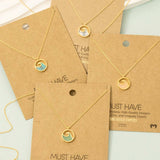 Round Wave Coin Pendant Necklace: WH